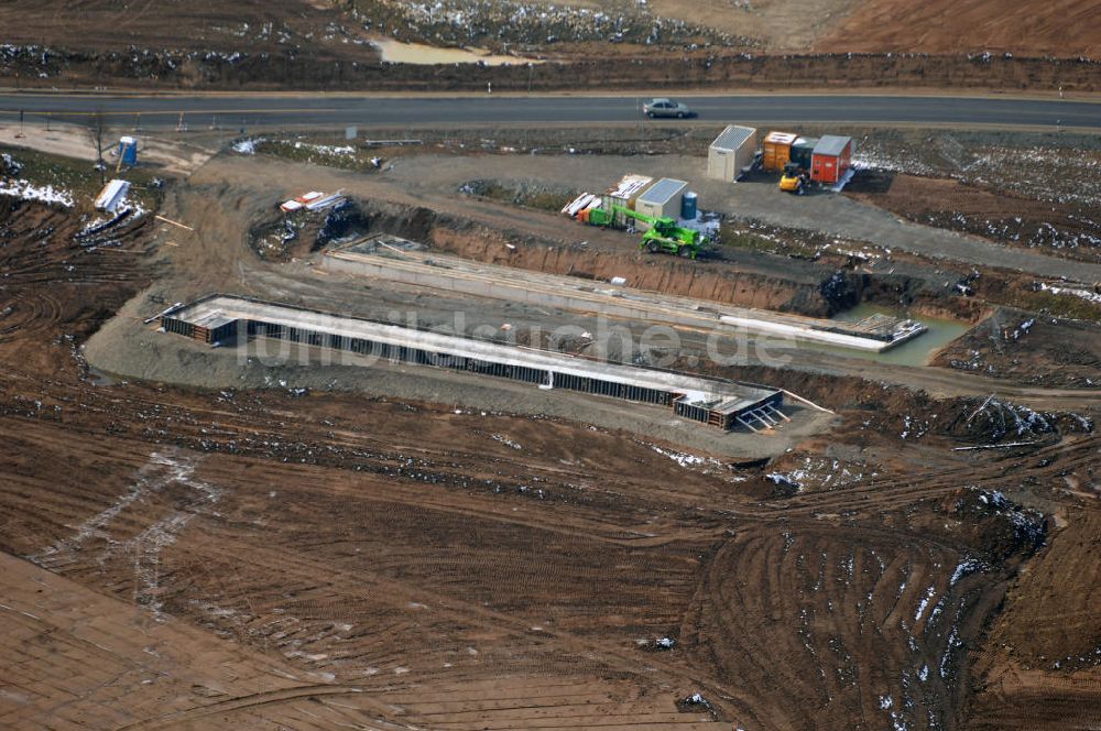 Luftbild Eisenach - Baustelle der BAB A 4 - Umfahrung Hörselberge in Thüringen bei Eisenach