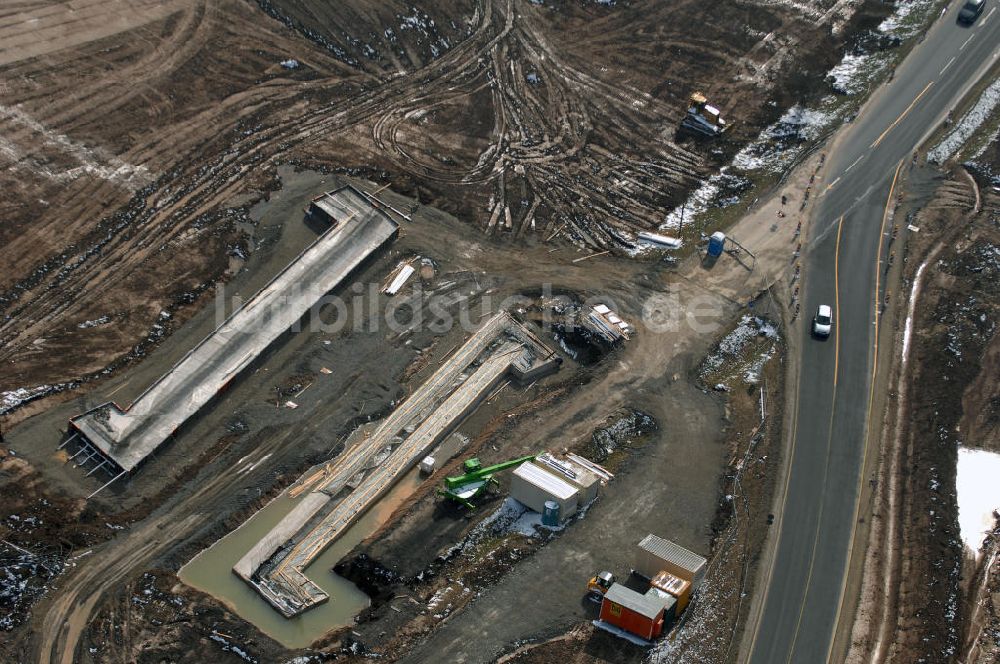 Eisenach von oben - Baustelle der BAB A 4 - Umfahrung Hörselberge in Thüringen bei Eisenach