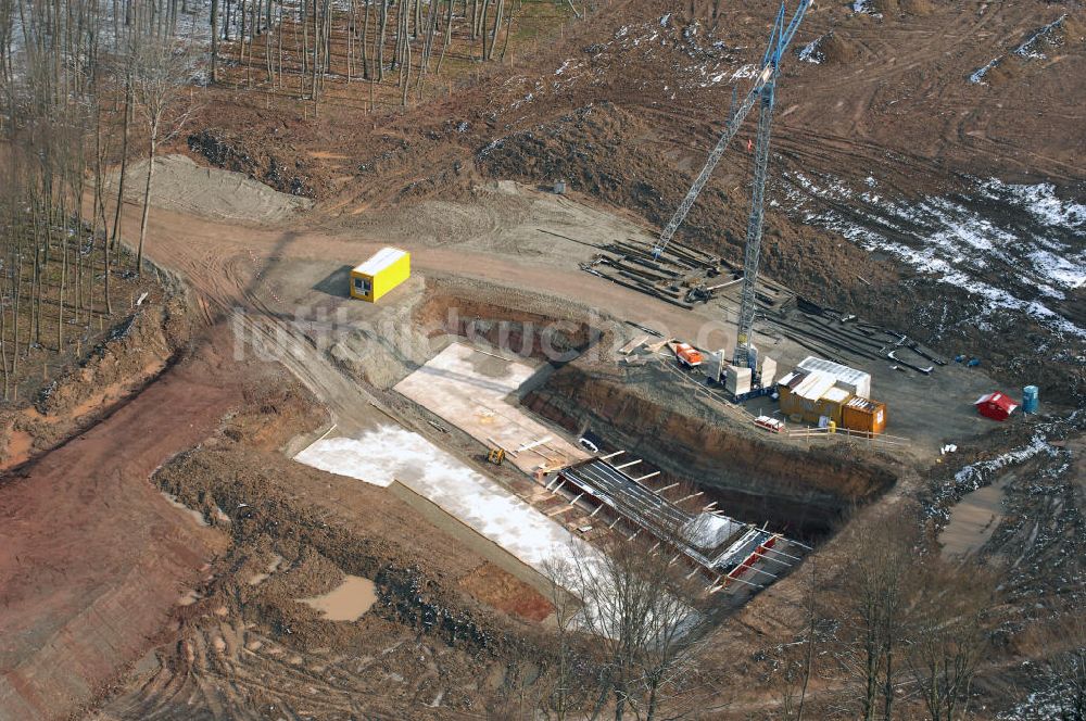 Eisenach aus der Vogelperspektive: Baustelle der BAB A 4 - Umfahrung Hörselberge in Thüringen bei Eisenach