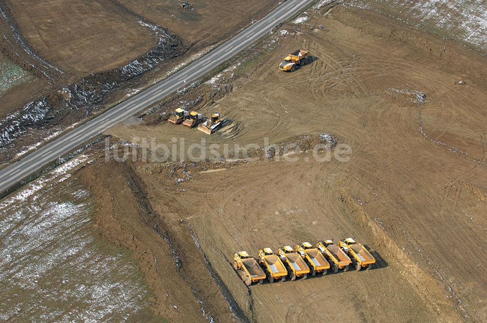 Eisenach aus der Vogelperspektive: Baustelle der BAB A 4 - Umfahrung Hörselberge in Thüringen bei Eisenach