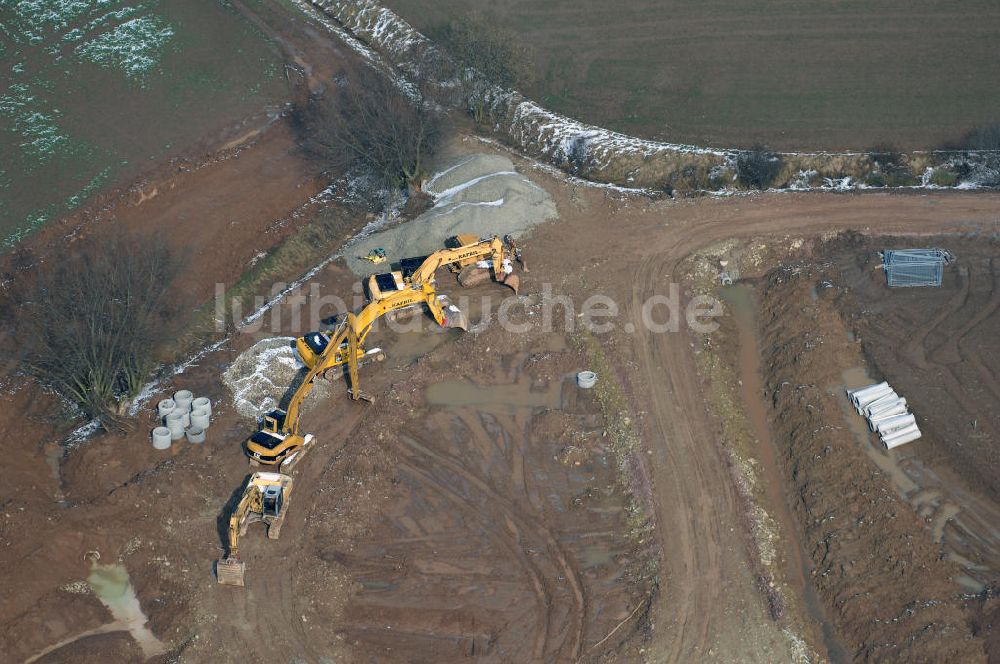 Eisenach von oben - Baustelle der BAB A 4 - Umfahrung Hörselberge in Thüringen bei Eisenach