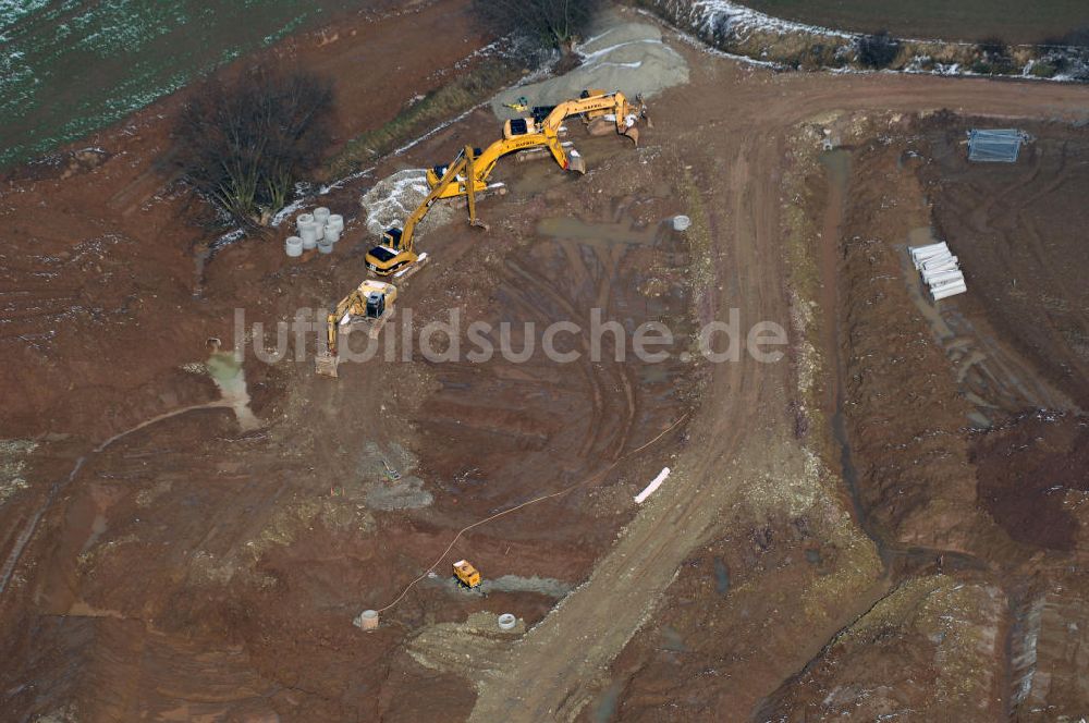 Eisenach aus der Vogelperspektive: Baustelle der BAB A 4 - Umfahrung Hörselberge in Thüringen bei Eisenach