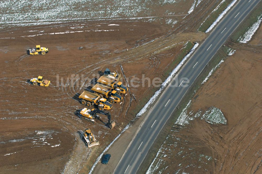 Eisenach von oben - Baustelle der BAB A 4 - Umfahrung Hörselberge in Thüringen bei Eisenach