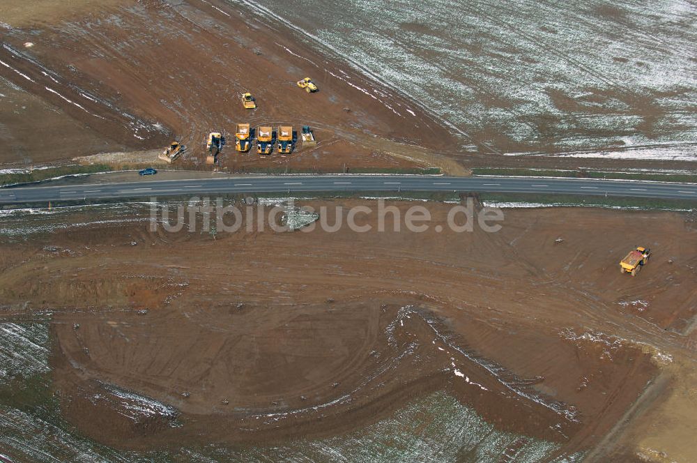 Eisenach aus der Vogelperspektive: Baustelle der BAB A 4 - Umfahrung Hörselberge in Thüringen bei Eisenach