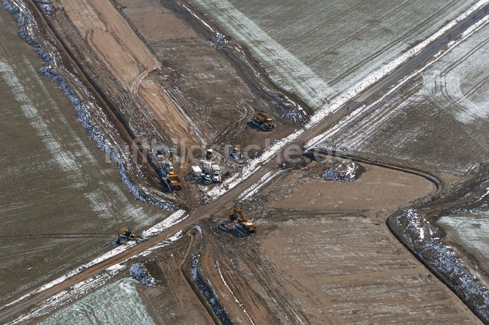 Eisenach von oben - Baustelle der BAB A 4 - Umfahrung Hörselberge in Thüringen bei Eisenach