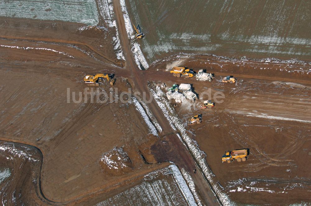 Luftaufnahme Eisenach - Baustelle der BAB A 4 - Umfahrung Hörselberge in Thüringen bei Eisenach