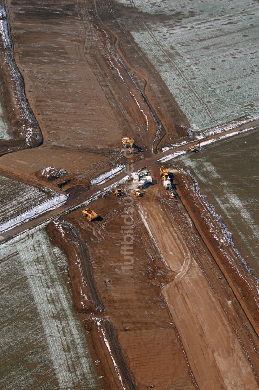 Eisenach aus der Vogelperspektive: Baustelle der BAB A 4 - Umfahrung Hörselberge in Thüringen bei Eisenach