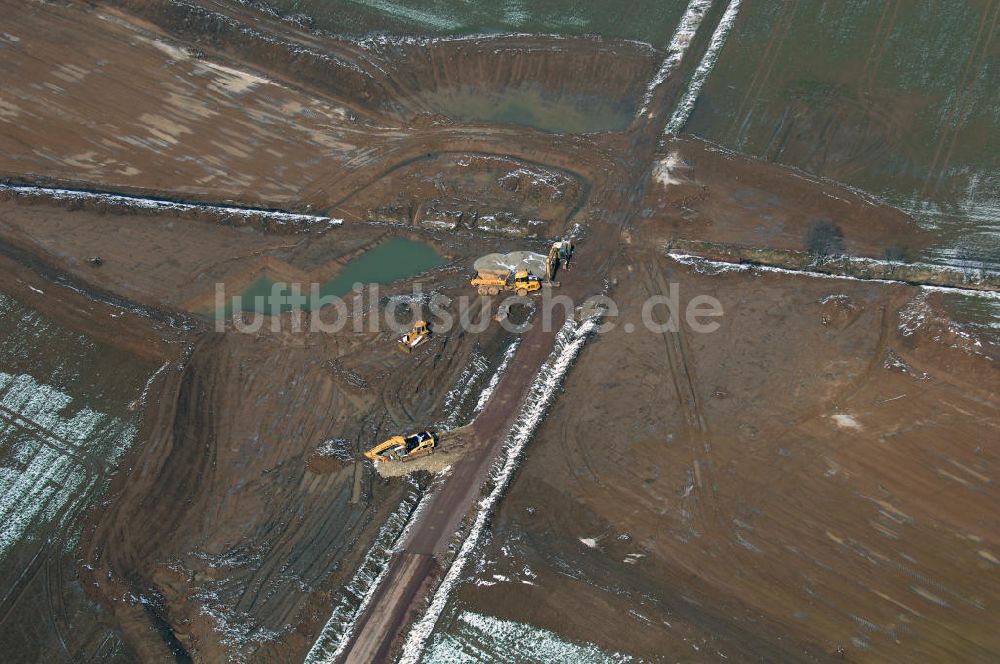 Eisenach von oben - Baustelle der BAB A 4 - Umfahrung Hörselberge in Thüringen bei Eisenach