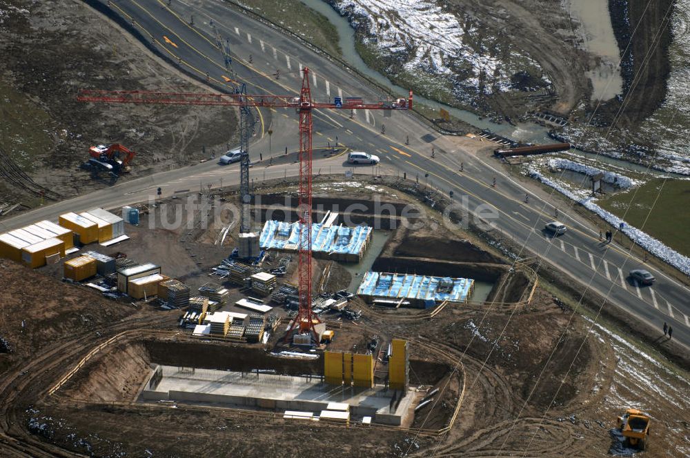 Eisenach von oben - Baustelle der BAB A 4 - Umfahrung Hörselberge in Thüringen bei Eisenach