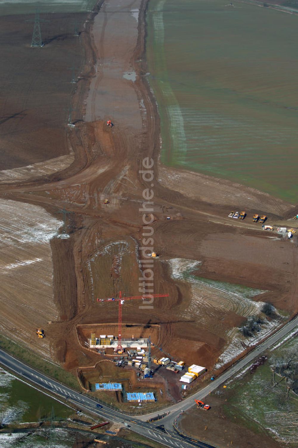 Eisenach von oben - Baustelle der BAB A 4 - Umfahrung Hörselberge in Thüringen bei Eisenach