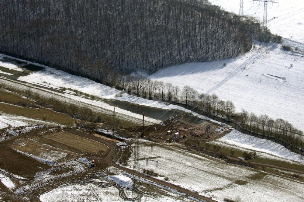 Eisenach aus der Vogelperspektive: Baustelle der BAB A 4 - Umfahrung Hörselberge in Thüringen bei Eisenach