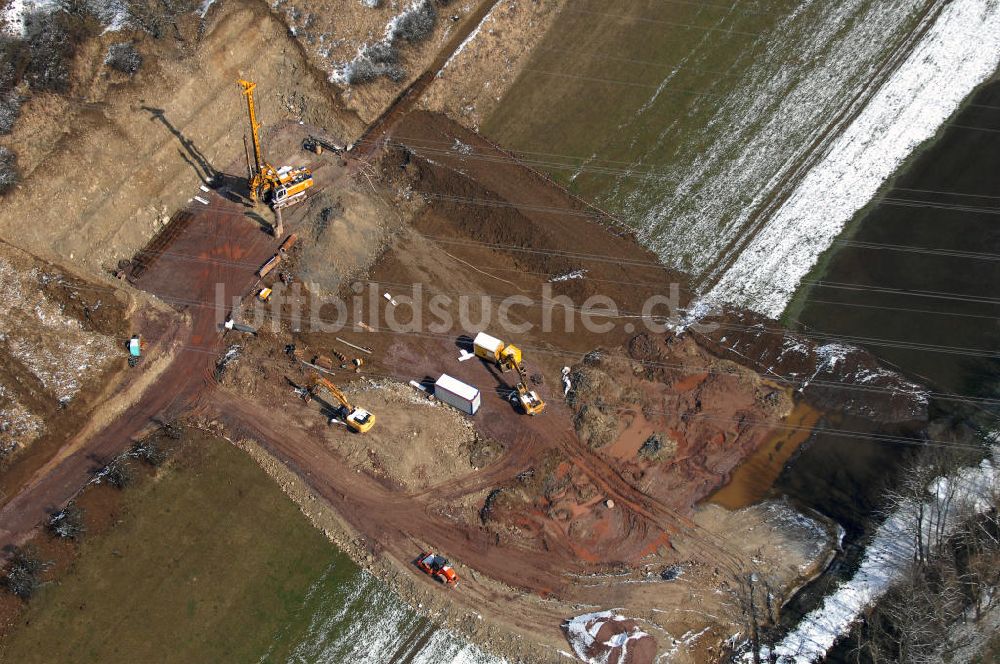 Eisenach von oben - Baustelle der BAB A 4 - Umfahrung Hörselberge in Thüringen bei Eisenach