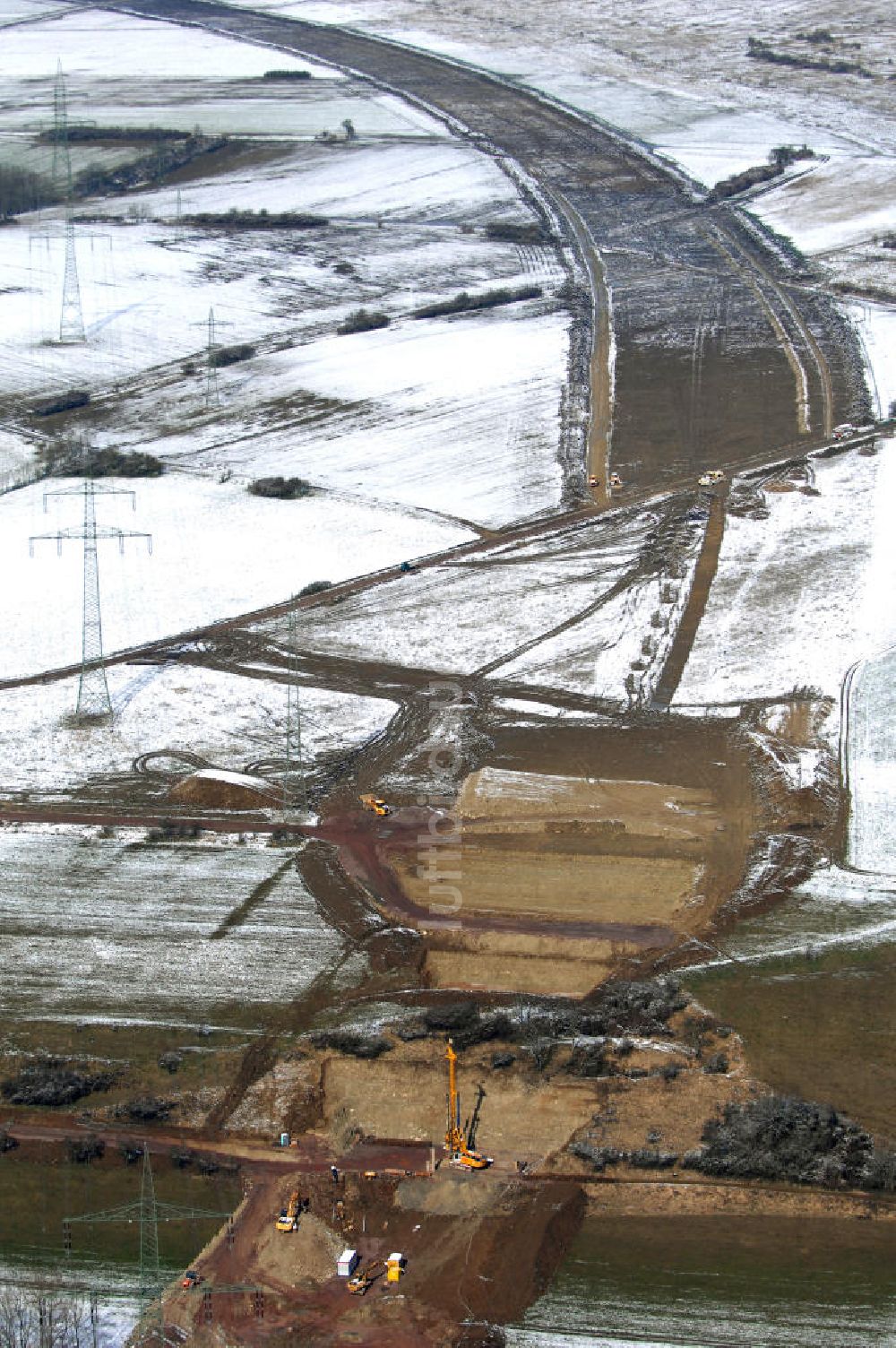 Luftaufnahme Eisenach - Baustelle der BAB A 4 - Umfahrung Hörselberge in Thüringen bei Eisenach