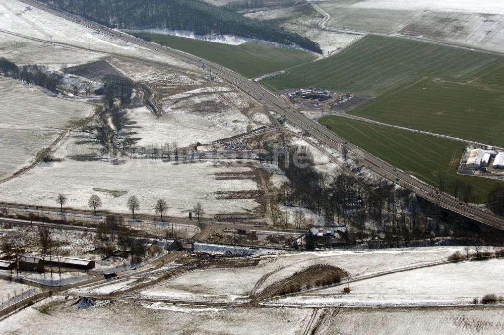 Luftaufnahme Eisenach - Baustelle der BAB A 4 - Umfahrung Hörselberge in Thüringen bei Eisenach