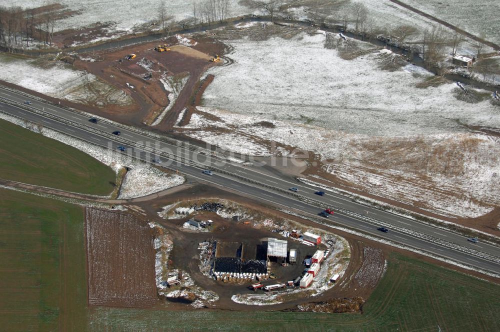 Eisenach von oben - Baustelle der BAB A 4 - Umfahrung Hörselberge in Thüringen bei Eisenach