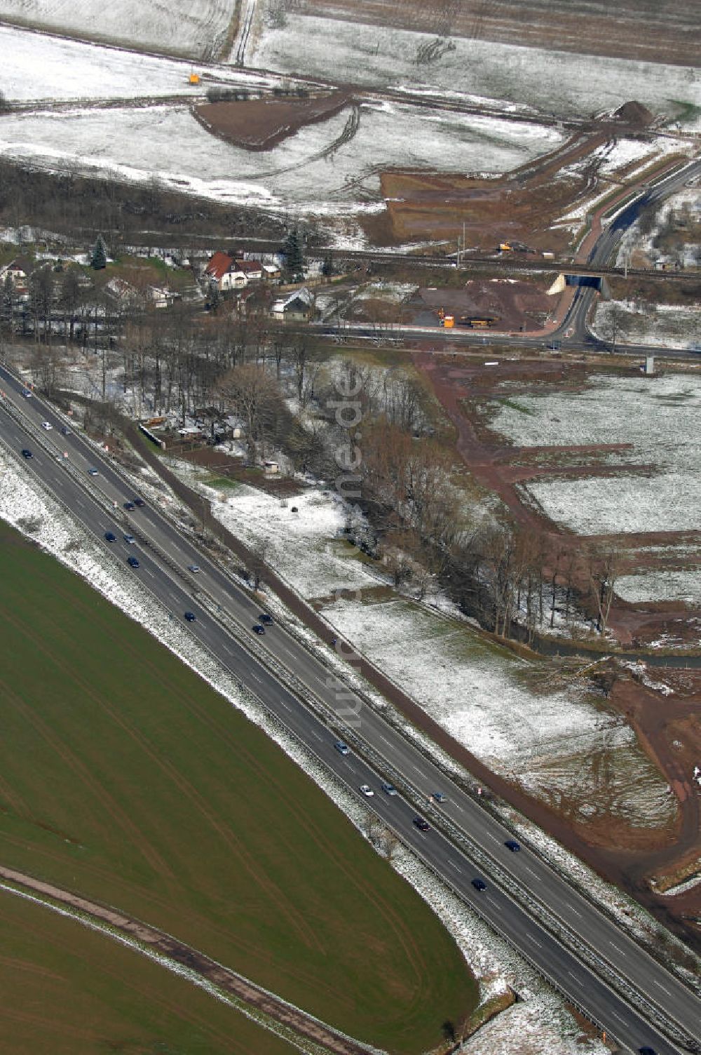 Luftbild Eisenach - Baustelle der BAB A 4 - Umfahrung Hörselberge in Thüringen bei Eisenach