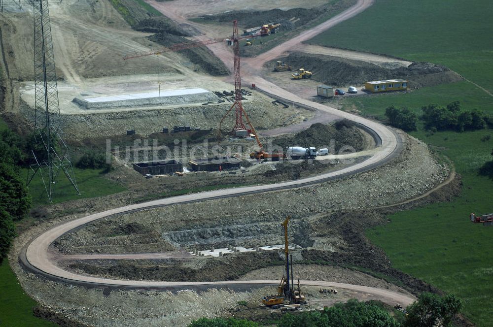 Eisenach - Kindel von oben - Baustelle der BAB A 4 - Umfahrung Hörselberge in Thüringen bei Eisenach