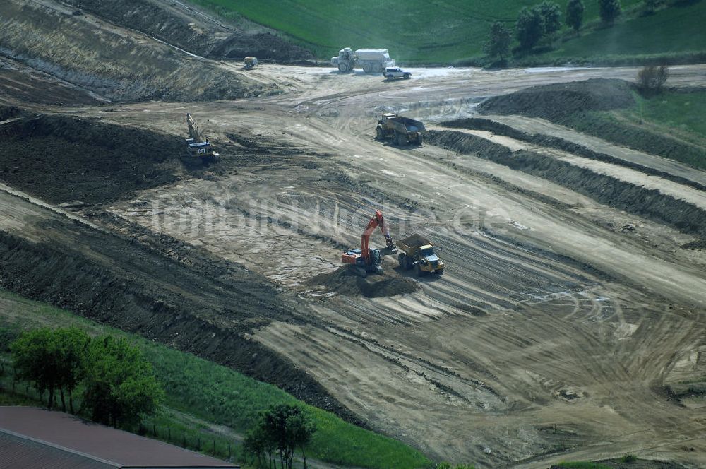 Luftaufnahme Eisenach - Kindel - Baustelle der BAB A 4 - Umfahrung Hörselberge in Thüringen bei Eisenach