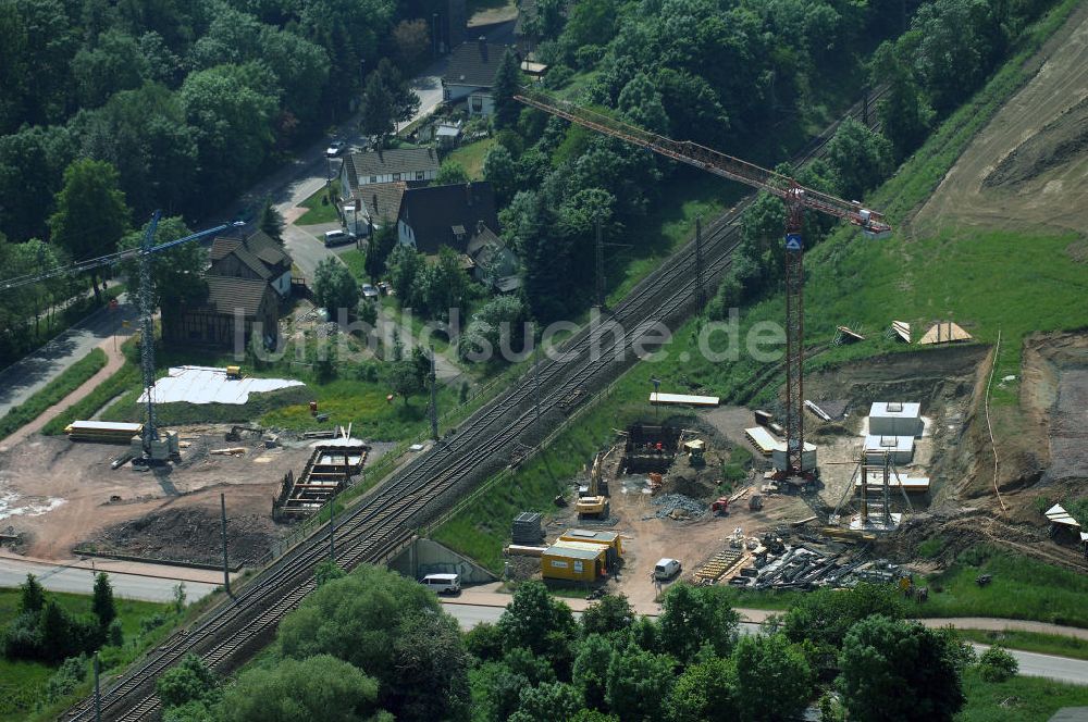 Luftaufnahme Eisenach - Kindel - Baustelle der BAB A 4 - Umfahrung Hörselberge in Thüringen bei Eisenach