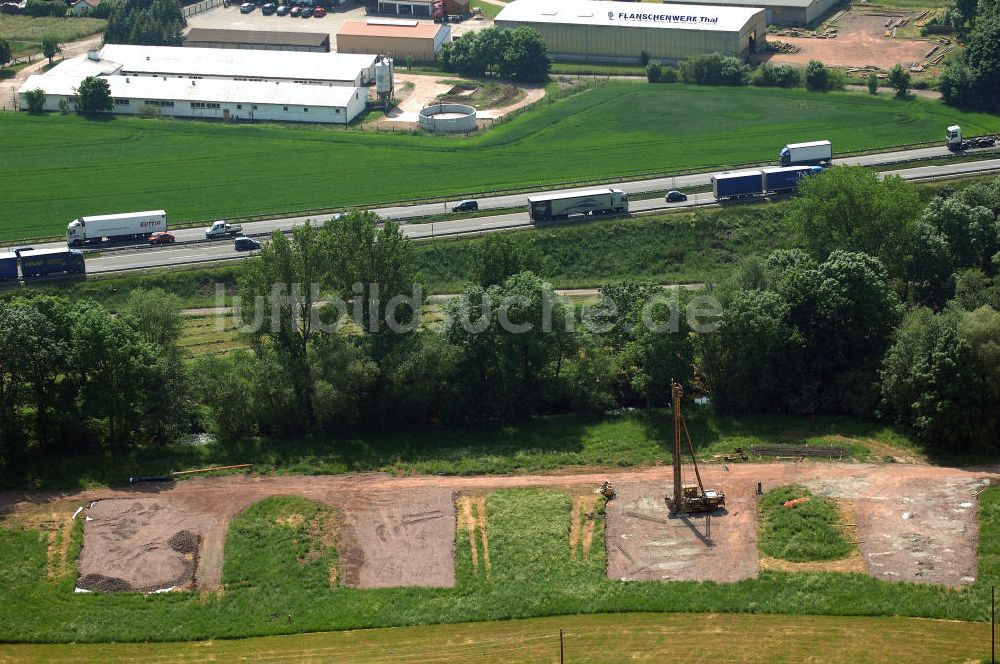 Eisenach - Kindel von oben - Baustelle der BAB A 4 - Umfahrung Hörselberge in Thüringen bei Eisenach