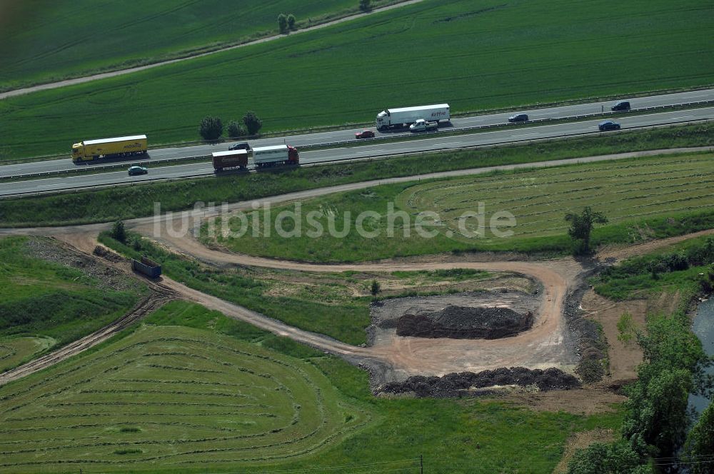 Eisenach - Kindel aus der Vogelperspektive: Baustelle der BAB A 4 - Umfahrung Hörselberge in Thüringen bei Eisenach