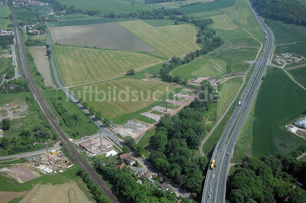 Eisenach - Kindel von oben - Baustelle der BAB A 4 - Umfahrung Hörselberge in Thüringen bei Eisenach