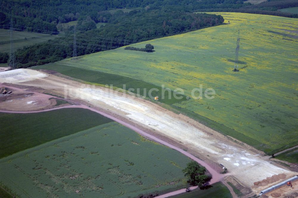 Eisenach - Kindel aus der Vogelperspektive: Baustelle der BAB A 4 - Umfahrung Hörselberge in Thüringen bei Eisenach