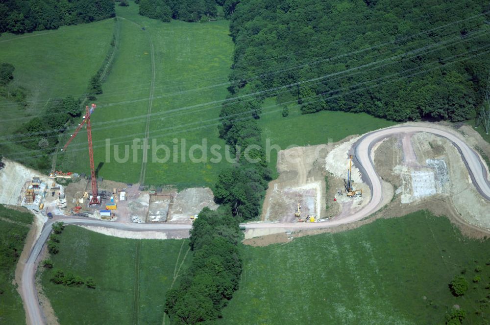 Eisenach - Kindel von oben - Baustelle der BAB A 4 - Umfahrung Hörselberge in Thüringen bei Eisenach