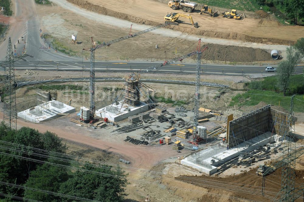 Eisenach - Kindel von oben - Baustelle der BAB A 4 - Umfahrung Hörselberge in Thüringen bei Eisenach