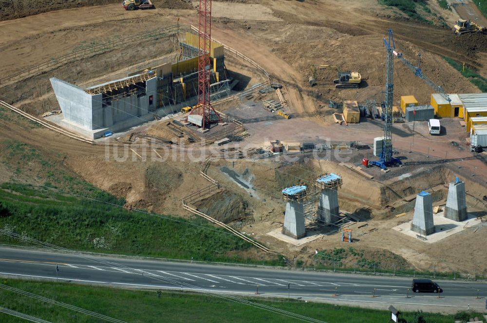 Eisenach - Kindel aus der Vogelperspektive: Baustelle der BAB A 4 - Umfahrung Hörselberge in Thüringen bei Eisenach