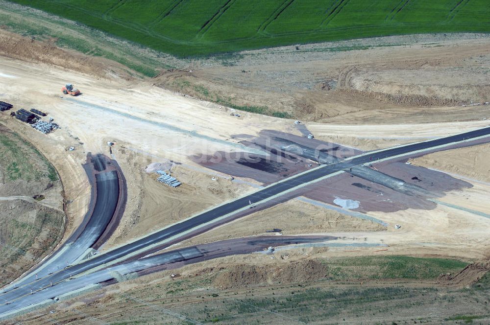 Luftbild Eisenach - Kindel - Baustelle der BAB A 4 - Umfahrung Hörselberge in Thüringen bei Eisenach