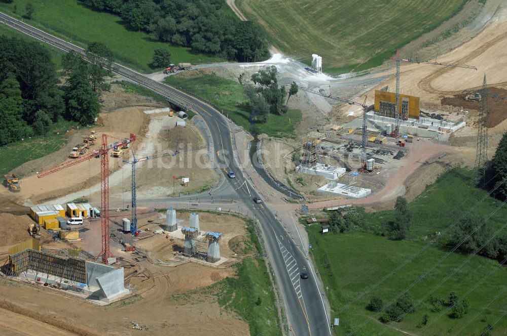 Eisenach - Kindel von oben - Baustelle der BAB A 4 - Umfahrung Hörselberge in Thüringen bei Eisenach