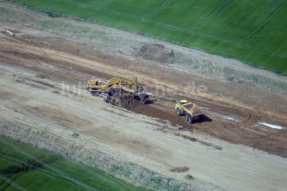 Luftbild Eisenach - Kindel - Baustelle der BAB A 4 - Umfahrung Hörselberge in Thüringen bei Eisenach