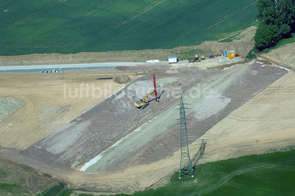 Luftbild Eisenach - Kindel - Baustelle der BAB A 4 - Umfahrung Hörselberge in Thüringen bei Eisenach