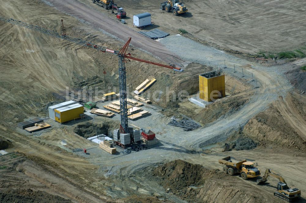 Luftbild Eisenach - Kindel - Baustelle der BAB A 4 - Umfahrung Hörselberge in Thüringen bei Eisenach