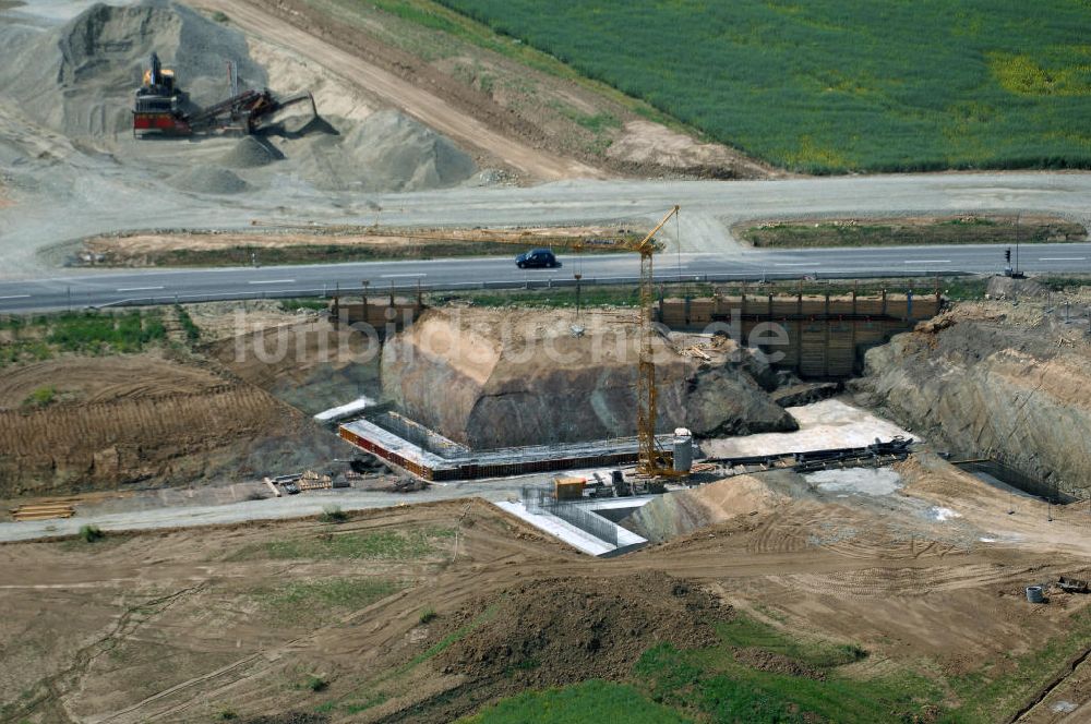 Eisenach - Kindel von oben - Baustelle der BAB A 4 - Umfahrung Hörselberge in Thüringen bei Eisenach