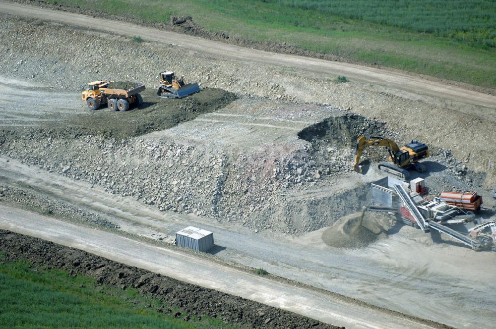 Luftbild Eisenach - Kindel - Baustelle der BAB A 4 - Umfahrung Hörselberge in Thüringen bei Eisenach