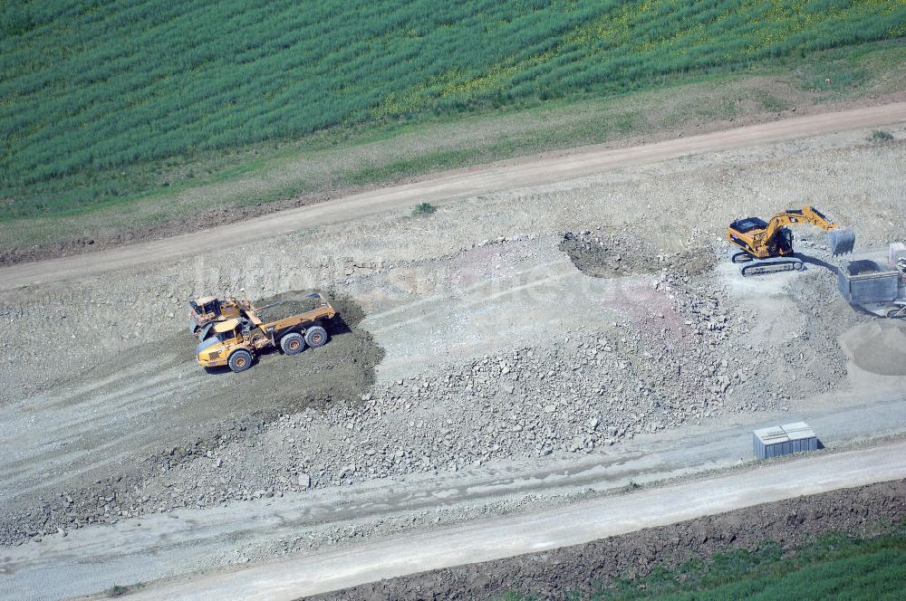 Eisenach - Kindel von oben - Baustelle der BAB A 4 - Umfahrung Hörselberge in Thüringen bei Eisenach