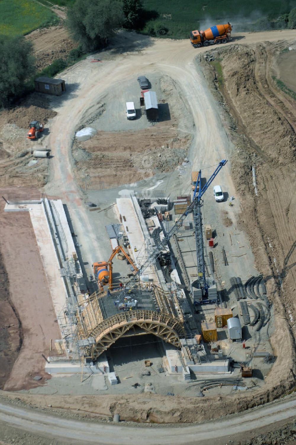 Luftbild Eisenach - Kindel - Baustelle der BAB A 4 - Umfahrung Hörselberge in Thüringen bei Eisenach