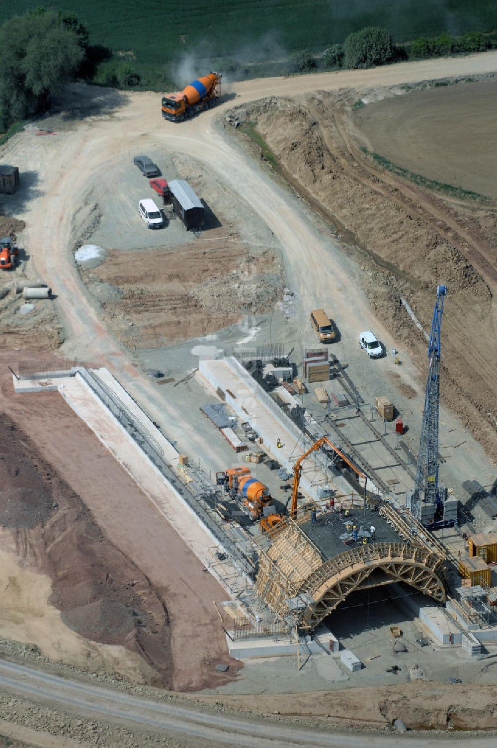 Luftaufnahme Eisenach - Kindel - Baustelle der BAB A 4 - Umfahrung Hörselberge in Thüringen bei Eisenach