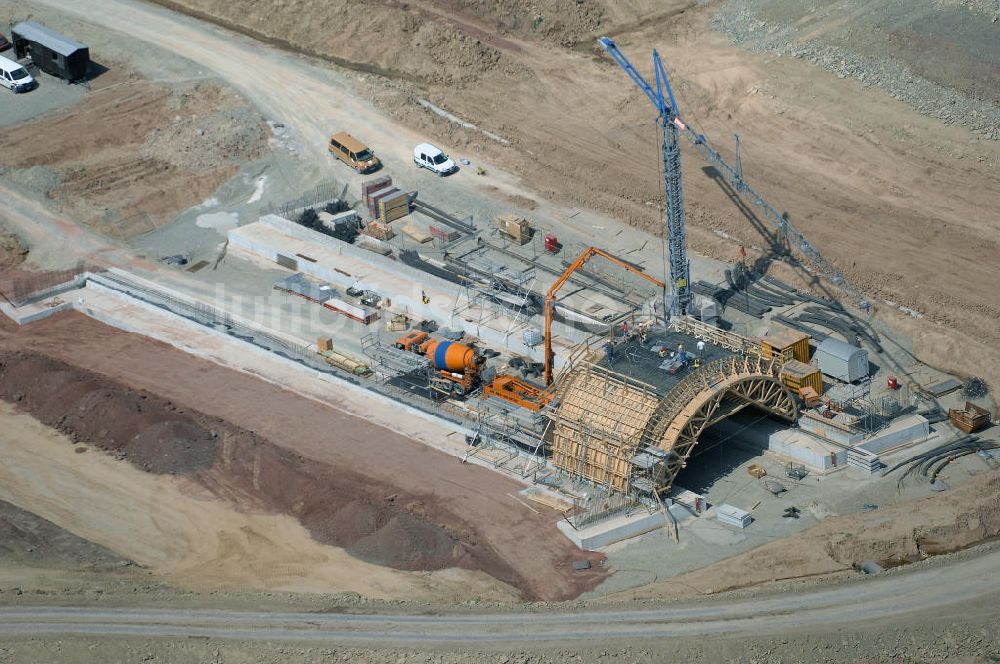 Eisenach - Kindel von oben - Baustelle der BAB A 4 - Umfahrung Hörselberge in Thüringen bei Eisenach