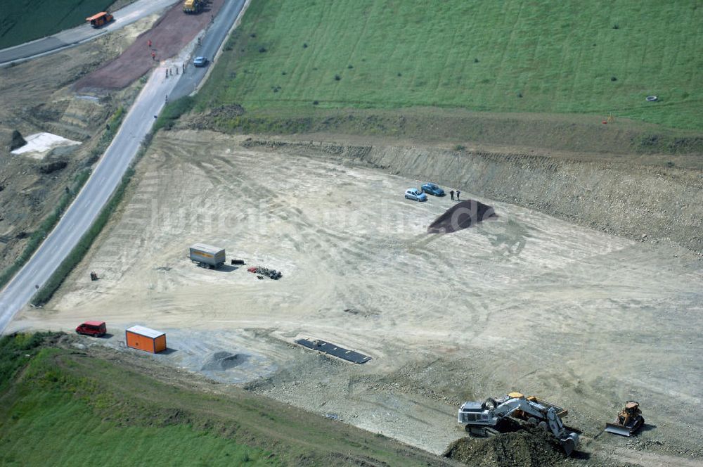 Luftaufnahme Eisenach - Kindel - Baustelle der BAB A 4 - Umfahrung Hörselberge in Thüringen bei Eisenach