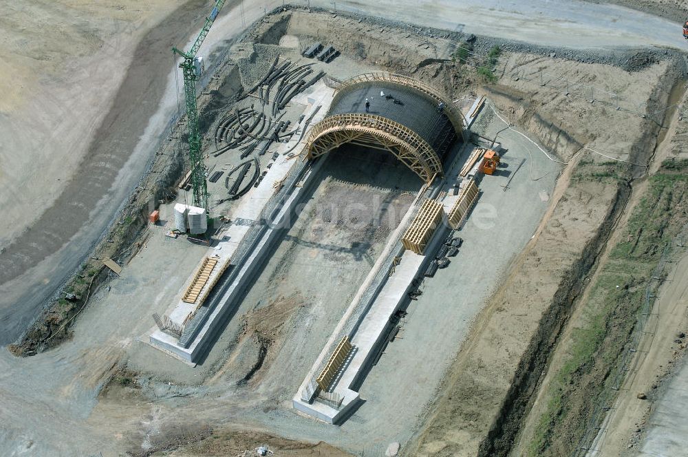 Eisenach - Kindel von oben - Baustelle der BAB A 4 - Umfahrung Hörselberge in Thüringen bei Eisenach