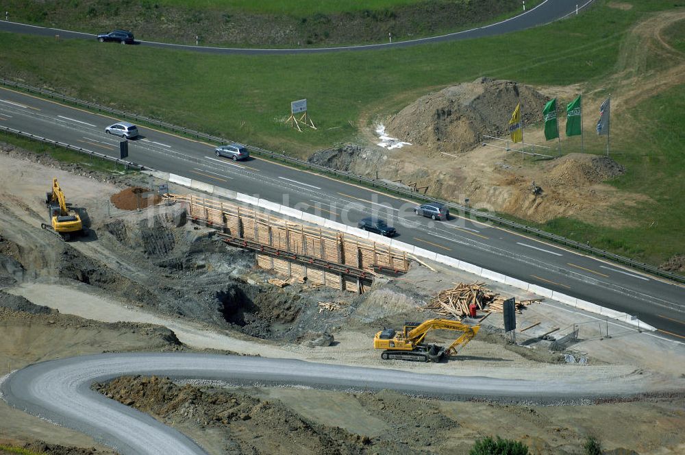 Eisenach - Kindel aus der Vogelperspektive: Baustelle der BAB A 4 - Umfahrung Hörselberge in Thüringen bei Eisenach