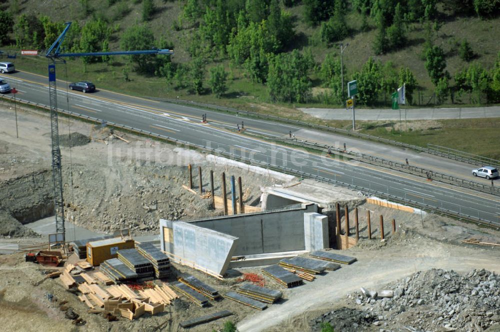 Luftbild Eisenach - Kindel - Baustelle der BAB A 4 - Umfahrung Hörselberge in Thüringen bei Eisenach