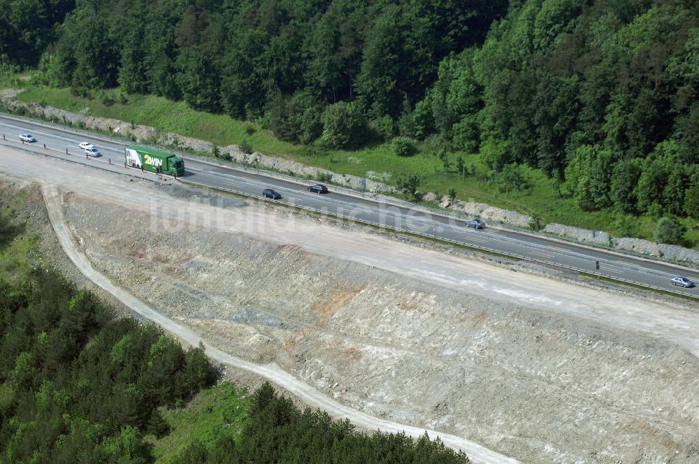 Luftaufnahme Eisenach - Kindel - Baustelle der BAB A 4 - Umfahrung Hörselberge in Thüringen bei Eisenach