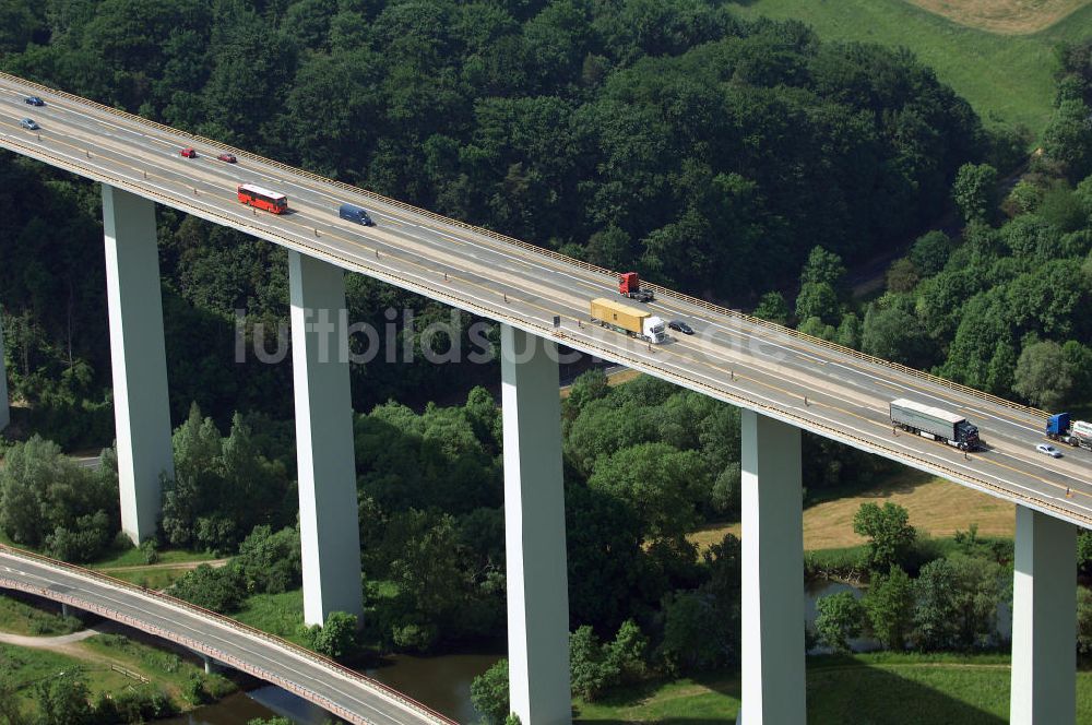 Luftbild Eisenach - Kindel - Baustelle der BAB A 4 - Umfahrung Hörselberge in Thüringen bei Eisenach