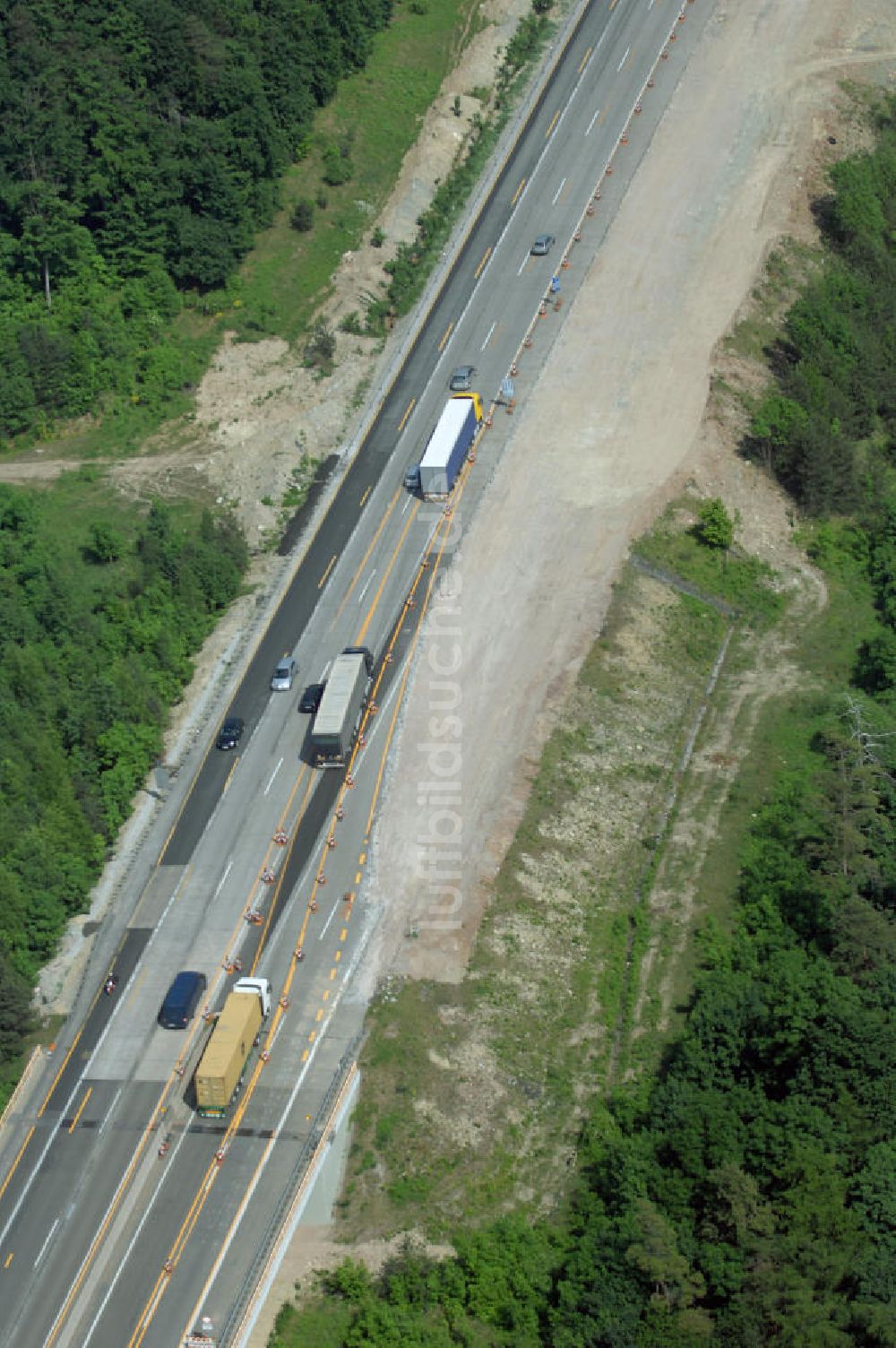 Eisenach - Kindel von oben - Baustelle der BAB A 4 - Umfahrung Hörselberge in Thüringen bei Eisenach