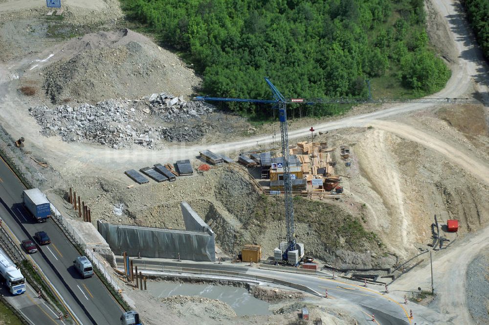 Eisenach - Kindel von oben - Baustelle der BAB A 4 - Umfahrung Hörselberge in Thüringen bei Eisenach