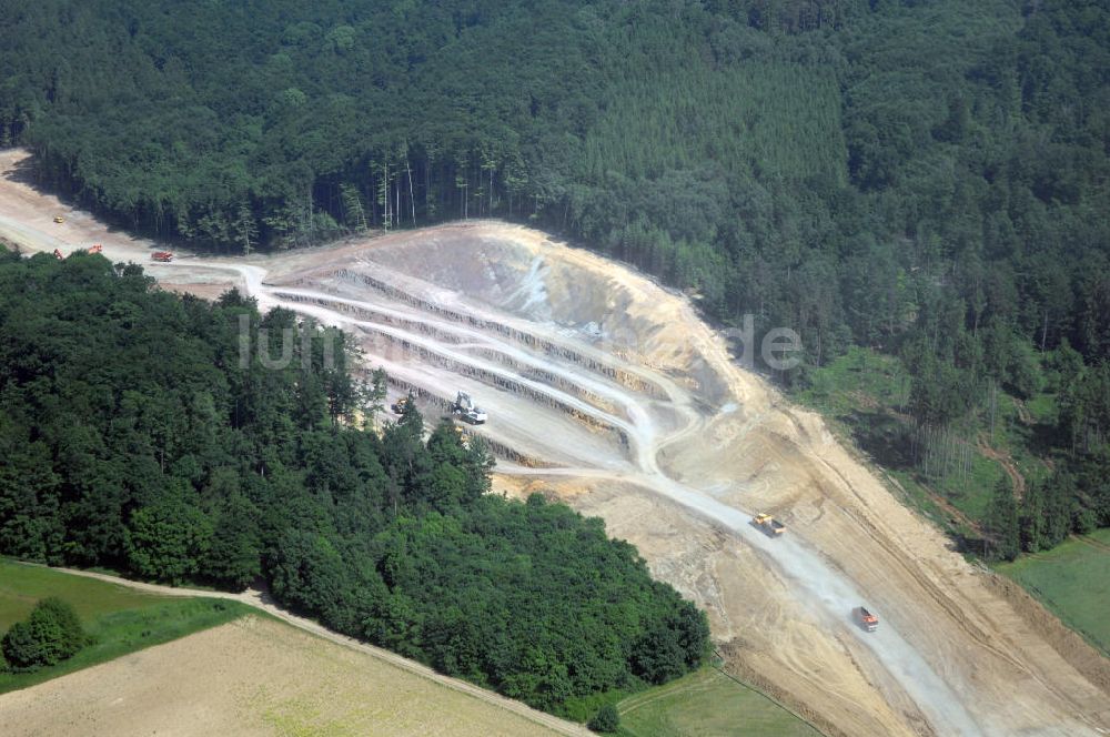 Eisenach - Kindel von oben - Baustelle der BAB A 4 - Umfahrung Hörselberge in Thüringen bei Eisenach